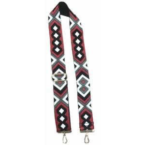 NEW AHDORNED aztec embroidered red/grey/white strap silver hardware in grey/red